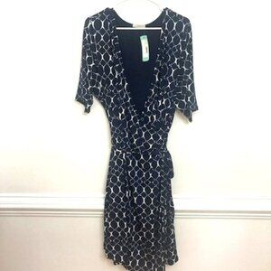 Gilli Stitch Fix Trista Faux Wrap Jersey Dress Women's 3X Navy Blue & White